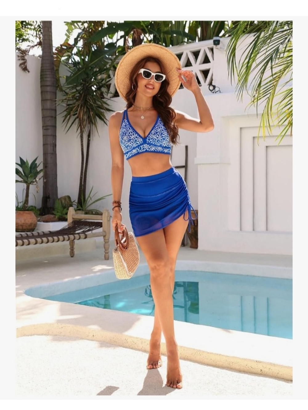 NWT BMJL 2 Piece Swimsuit With Mesh Skirt - L